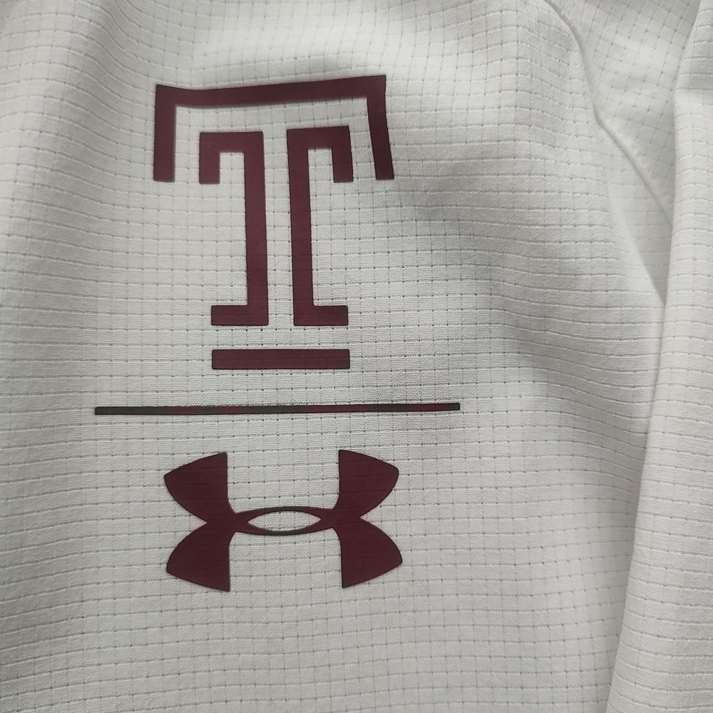Temple Owl Under Armor Men's‎ Pullover White 1/4 Zip Long Sleeve Size Medium - Picture 7 of 16